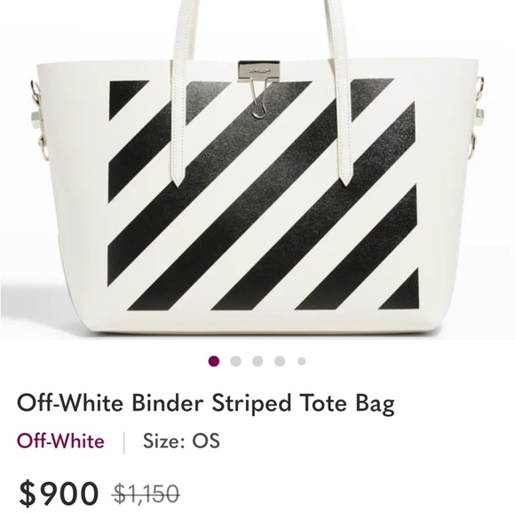 Off-White Diagonal Striped Black & White Tote Wallet & Xtra Off-White Canvas Str - Picture 13 of 13